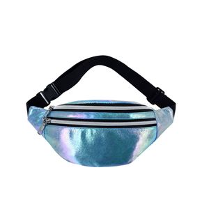 Wholesale Custom Logo Laser Women's Sports Fanny Pack Unique Shiny Holographic Waist Bag Zipper Closure PU <b>Material</b> Waterproof - Product Image 3
