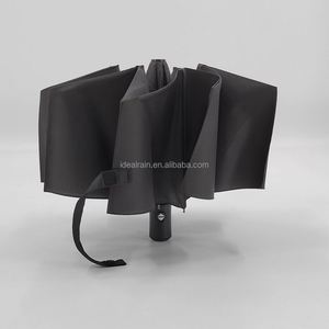 Fabricant de parapluies en gros – Parapluie pliant trois volets de 21 pouces à ouverture entièrement automatique, cadre métallique noir, promotion publicitaire - Product Image 4