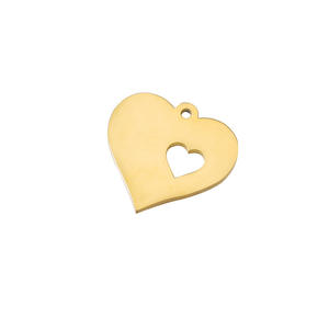 Colgante de Corazón Hueco de Acero Inoxidable Personalizado al por Mayor para Grabado Láser, Chapado <span class=keywords><strong>en</strong></span> Oro de 18K, Accesorios DIY - Product Image 6
