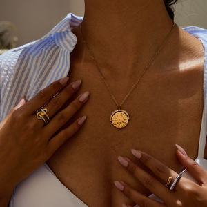 <span class=keywords><strong>J</strong></span> & D kalung liontin geometris serbaguna, kalung Stainless Steel lapis emas 18K bintang dan koin bulan untuk wanita - Product Image 1