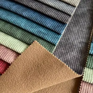 Wholesale Low MOQ Custom Print Upholstery 100% Polyester Corduroy Fabric Striped Velvet For Sofa