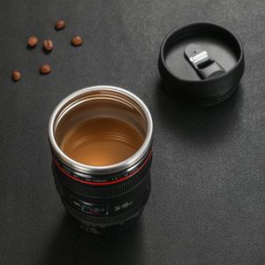 Vaso Térmico de Acero Inoxidable con Tapa de Lente de Cámara, Taza de Café Creativa con Diseño Irregular y Logotipo Personalizado - Product Image 3