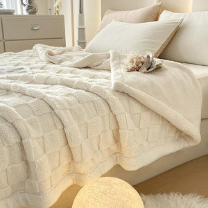 Couvertures en molleton berbère en fourrure de <span class=keywords><strong>lapin</strong></span> jacquard blanc solide en polyester personnalisé en gros en vrac pour l'<span class=keywords><strong>hiver</strong></span> - Product Image 6