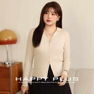 Pull en maille côtelée Happy Plus pour femme, épaisseur moyenne, anti-boulochage, manches longues, coupe ajustée, grandes tailles - Product Image 3