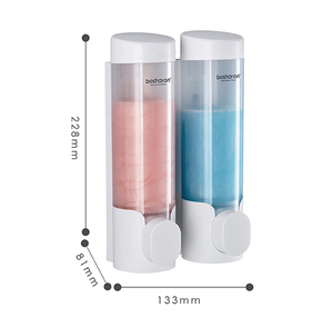 Dispenser Manuale a Pressione <span class=keywords><strong>per</strong></span> Sapone Liquido 320ml*2 Montaggio a Parete in Plastica Resistente <span class=keywords><strong>per</strong></span> <span class=keywords><strong>Doccia</strong></span> e Shampoo - Product Image 5