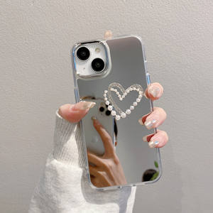 Elegante funda protectora de espejo acrílico de nuevo diseño para Apple Pro Max para iPhone 13/16 Love Phone Case que incluye agarre para teléfono - Product Image 5