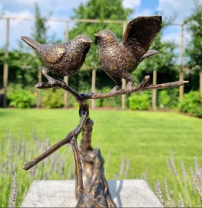 Par de pájaros sentados de bronce de tamaño real, escultura de jardín Vintage, granja, hogar al aire libre, artesanías decorativas, figurita, adornos de decoración - Product Image 3