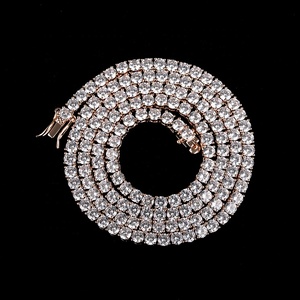 Colliers, chaînes et bijoux brillants pour hommes, 1 rang, chaînes en or, en argent, colliers style Hip Hop brillants, colliers de 3mm, 4mm, 5mm, 6mm, pour hommes - Product Image 2