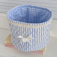 Organizador de Mesa em Algodão com Forro Gingham para Cosméticos - Venda por Atacado