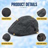 Casquette de conduite unisexe en microfibre suédée gris anthracite foncé avec boucle métallique et sangle réglable pour l'hiver et l'extérieur au quotidien