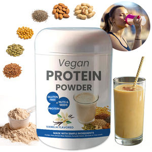 Poudre <span class=keywords><strong>de</strong></span> protéines végétalienne à marque privée OEM avec sucre <span class=keywords><strong>de</strong></span> coco biologique, vanille naturelle et sel marin en pot - Product Image 1