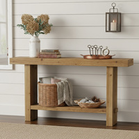 Console en bois massif de 63 pouces, table d'entrée étroite à 2 niveaux de style farmhouse pour couloir, entrée, salon
