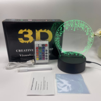 Lampu Malam Papan Catatan LED Akrilik 3D Ilusi RGB 16 Warna Remote Touch USB Dimmable Dekorasi Meja Hadiah Perlengkapan