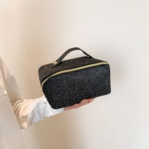 Pochette cosmétique personnalisée avec logo, paillettes brillantes, pour femmes, sac de maquillage de voyage, sac de toilette brillant et scintillant, portable, avec poignée - Product Image 6