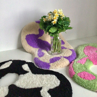 Usine personnalisé hiver doux chaud grande tasse tapis vert coeur poinçon aiguille tapis de table tapis de bureau