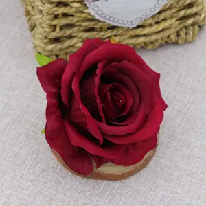 Wholesale 9 cm Silk Rose Head Flower Artificial Burgundy Rose Head for Flower Ball