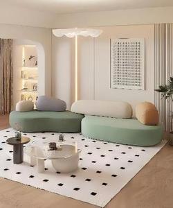 Sofá Seccional de Tela en Forma de S, Diseño Modular Minimalista Moderno, Respaldo con Almohadas, Sin Brazos, Juego de Muebles para Sala de Estar - Product Image 6