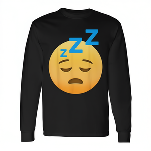 T-shirt à manches longues avec émoticône endormie, design visage endormi Zzz, taille adulte unisexe - Product Image 2
