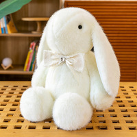 Jouets en peluche lapin à nœud papillon, confort pour le sommeil des bébés, poupées lapin roses, blanches et brunes, jouets en peluche doux, adorable oreiller lapin pour enfants