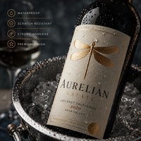 Etiquetas Personalizadas para Botellas de Vino, Adhesivos en Rollo con Relieve en Dorado, Resistentes al Agua, Proveedor de Impresión de Etiquetas de Lujo para Empaques de Viñedos