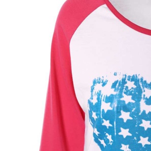 Camiseta personalizada de algodón de talla grande para mujer, patrón sólido, manga raglán, parte inferior de béisbol, punto informal con estampado de logotipo - Product Image 5