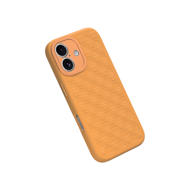 Retro Waffle-pattern for Orange Liquid Silicone Phone Case Protection Shell Cover for iPhone 17 with Magnetic