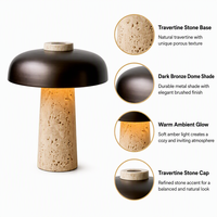 Lampe de table champignon en marbre artificiel noir et blanc de style nordique danois, style Wabi-Sabi, interrupteur à bouton LED, lampe de chevet rétro créative
