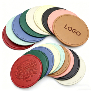 Personalized Round Leather Coasters | Waterproof Heat Resistant Bar Mats for Corporate Gifts - Product Image 1