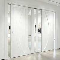 Portes coulissantes modernes en bois massif, portes de séparation de pièce intérieures courbées en verre dépoli