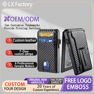 กระเป๋าสตางค์แบบ Pop-up อัจฉริยะลดราคาพิเศษ พร้อมคลิปหนีบเงินโลหะ ป้องกัน RFID  วัสดุหนังไมโครไฟเบอร์บางเฉียบ ใส่บัตรเครดิตได้  แบบพับสองตอน สำหรับผู้ชาย - Product Image 1