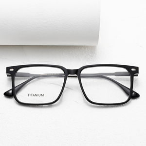 Monturas de Gafas Rectangulares de Aro Completo, Titanio Negro Sólido, Unisex, Corrección de Visión para Adultos, Lentes de Resina Anti-UV - Product Image 6