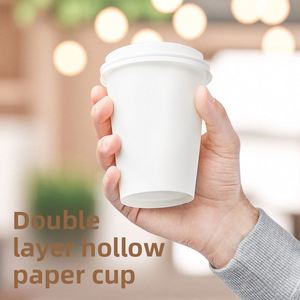 Gobelets à thé au lait en papier kraft à double paroi, isolés et épaissis, jetables, avec couvercles à clipser pour boissons chaudes, impression numérique personnalisable - Product Image 3