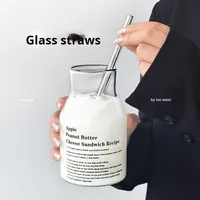 Gobelet en verre portable de style Ins pour un usage domestique, simple, pour café froid, grande capacité, jus de haute valeur avec paille