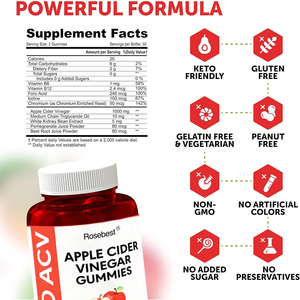 Rosebest Vendita all'Ingrosso OEM Etichetta Privata Gommose Biologiche Keto ACV per Perdita di Peso 1000mg Gommose all'Aceto di Mele per una Digestione Sana - Product Image 6