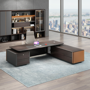 Escritorio <span class=keywords><strong>de</strong></span> Oficina Moderno y Lujoso Personalizado para CEO, Uso Doméstico, Caja Multimedia Oculta, Cerradura <span class=keywords><strong>de</strong></span> 3 Dígitos, Diseño Geométrico Elegante, Ejecutivo, Gerente - Product Image 1