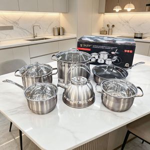 6 PCS Stainless Steel Cookware Set With Kettle, Milk Pan, Stock Pots &amp; Frying Pan, Gift Cookware Set - Product Image 1