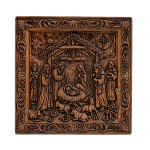 Plaque Cadeau en Bois Scène <span class=keywords><strong>de</strong></span> Nativité, Souvenir <span class=keywords><strong>de</strong></span> la Nativité <span class=keywords><strong>de</strong></span> Jésus Sculpté à la Main, Souvenir <span class=keywords><strong>de</strong></span> Noël Chrétien en Gros - Product Image 1
