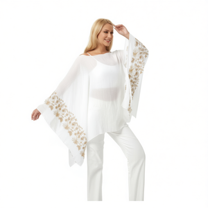 Copricostume da donna con ricamo a filo dorato Paisley Flower 135x140cm - Product Image 2