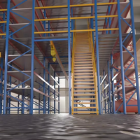 Plateforme de mezzanine simple ou double couche en option, unité de structure modulaire roulante à combinaison libre, rayonnage de mezzanine multi-niveaux