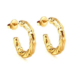 Pendientes de Moda al por Mayor, Chapados en Oro de 18K, Joyería de Moda, Acero Inoxidable, Pendientes de Aro en Forma de Cráter de Meteorito para Mujer - Product Image 5