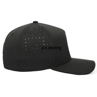 Groothandel Hoge Kwaliteit 5 Panel Zwart Geperforeerd Laser Gat Geboord Sport Baseball Caps Hoed