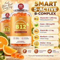 Gummies de Vitamine B12 pour Adultes – Énergie Cellulaire, Métabolisme, Soutien Nerveux – Framboise & Fruit de la Passion – Marque Privée OEM – 60 Unités