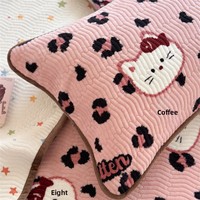 Parure de lit trois pièces en flanelle matelassée rose motif léopard de dessin animé pour fille, drap-housse épaissi 1,5 m pour automne/hiver