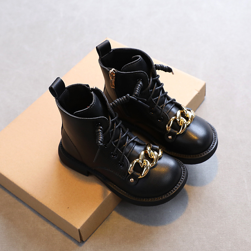 Осень 2021, новинка, Детские Ботинки Martin в британском стиле, короткие ботинки с одним рукавом и боковой молнией, на плоской подошве