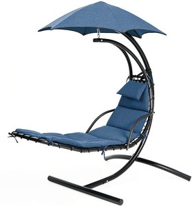 Chaise longue suspendue Danlong Outdoor Dream Chair en acier courbé avec coussin intégré et auvent amovible - Product Image 2
