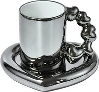 Tasse potelée en céramique tasse à café en céramique avec ensemble de soucoupes tasse galvanisée créative mignonne avec poignée de gourde conception en forme de coeur d'amour