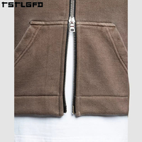 Sweat à capuche zippé pour homme, coupe courte et carrée, en molleton bouclette français de luxe, à épaules tombantes, grammage lourd 500gsm 600gsm, avec couche d'air, haute qualité