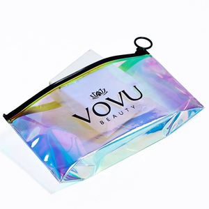 Pochette cosmétique holographique irisée imperméable, transparente, laser, pour maquillage, trousse de toilette, organiseur de voyage, usage quotidien, cadeau - Product Image 4