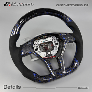 Volant personnalisé en fibre de carbone forgée bleue avec LED pour Mercedes-Benz W204 W212 Classe C Classe E SL C63 E63 GLA CLA AMG 2011-2015 - Product Image 3