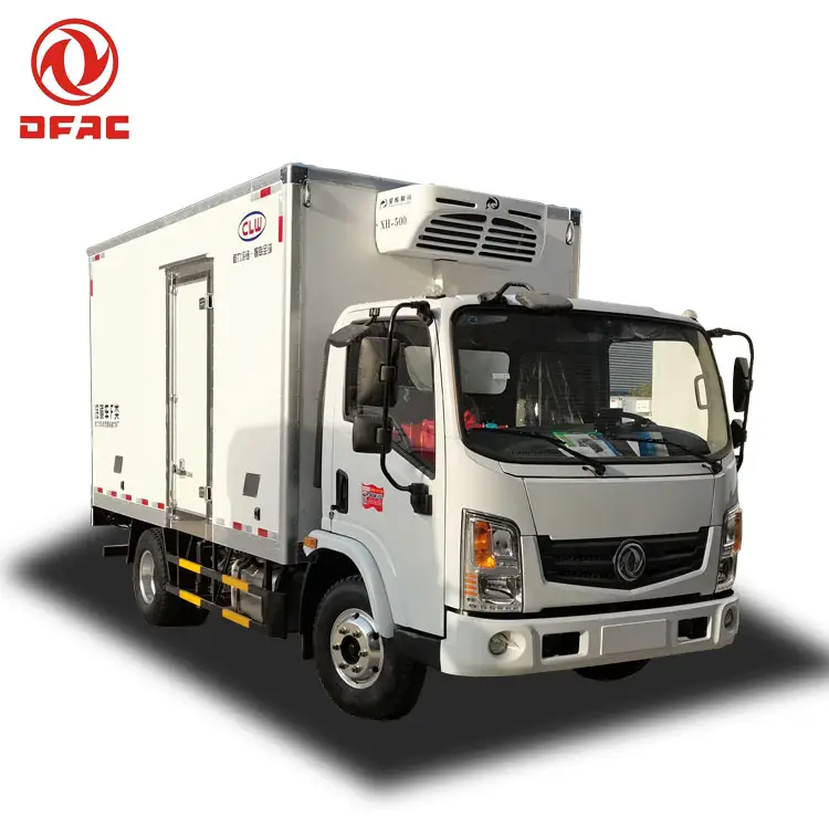 4x2 دونغ فنغ ضوء النفط و الكهرباء شاحنة مبردة صغيرة الباردة تخزين المجمدات مربع الشاحنات للبيع